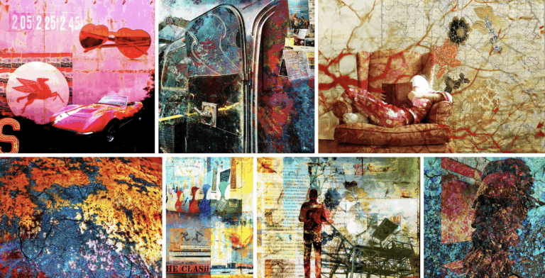 Artwork collage from Gallows Hill Artist Studios in Salem Artwork collage from Gallows Hill Artist Studios in Salem