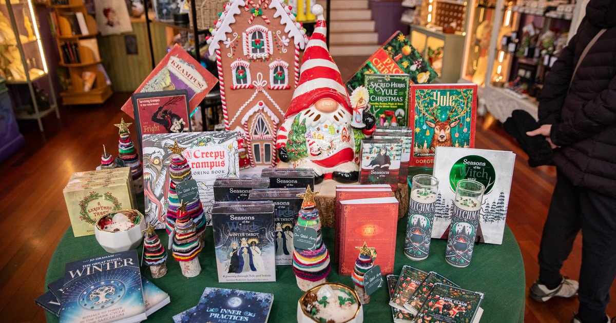 Holiday merchandise display at a downtown Salem shop